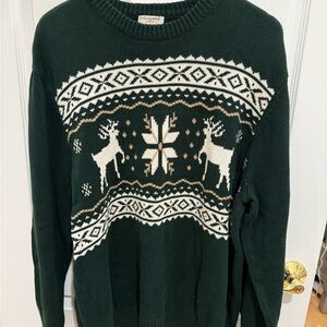 Christmas Sweater! Dockers Forest Green Reindeer Crewneck Sweater